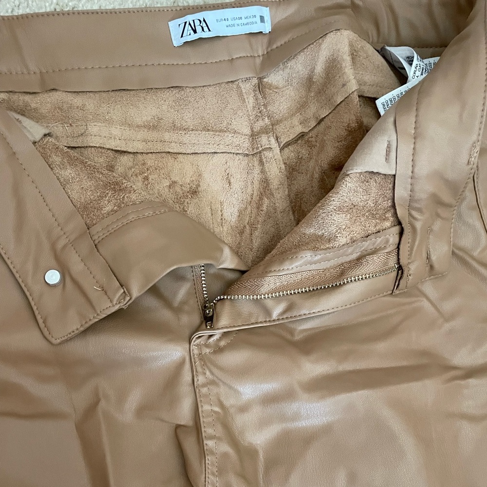 Zara faux tan leather pants